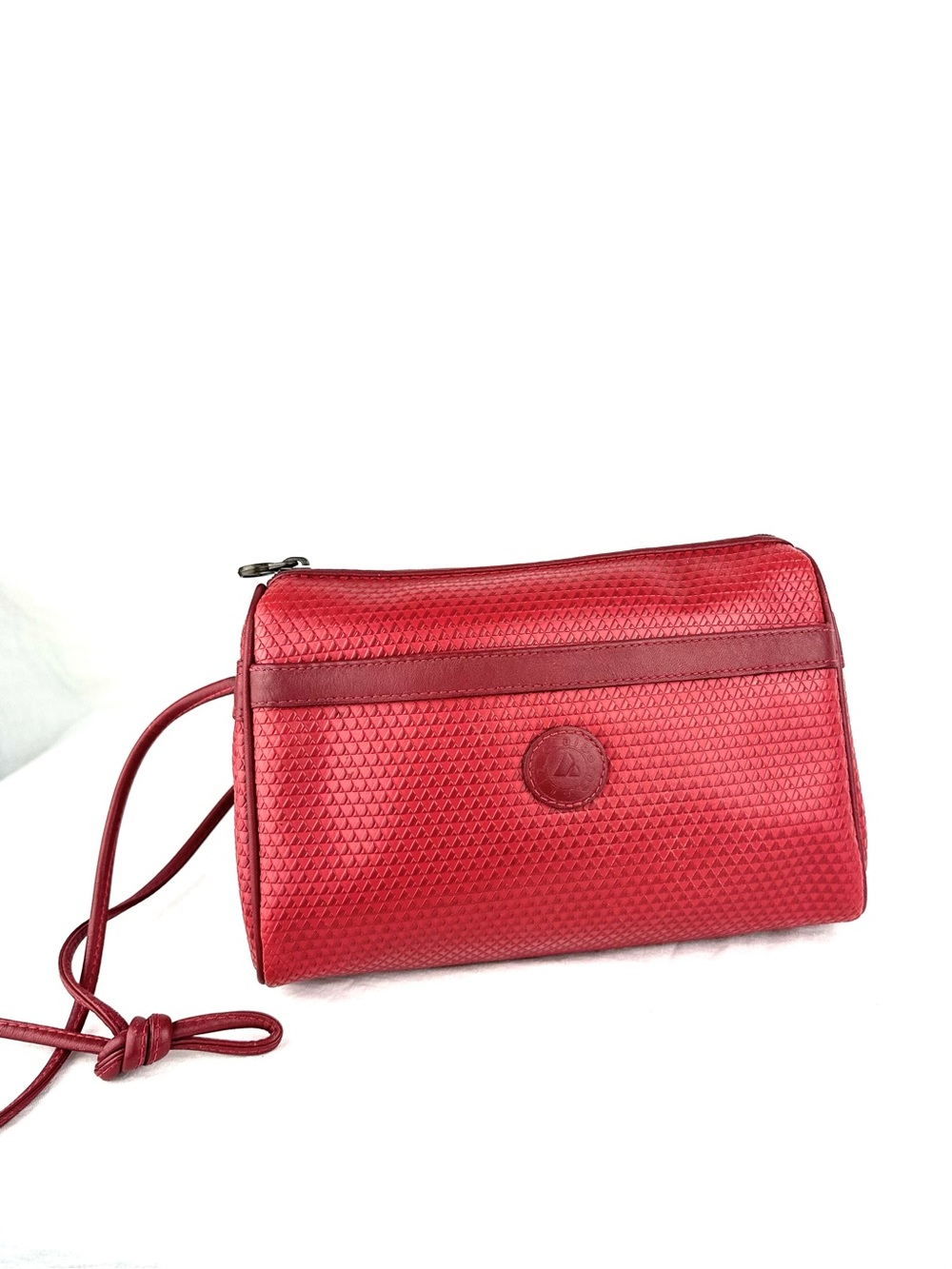 Vintage Liz Claiborne Red Crossbody Bag with Leather Trim